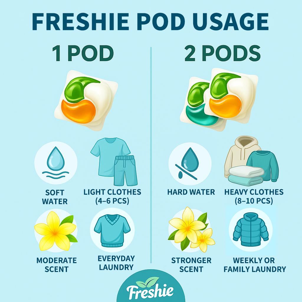 Freshie Perfume Laundry Pods – 8 in 1 Formula, Freesia & Pear Scent, Deep Clean & Skin-Friendly