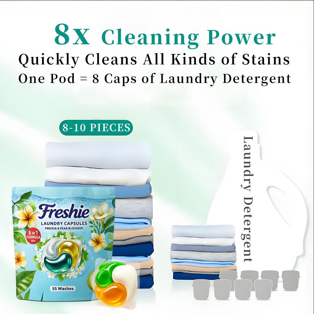 Freshie Perfume Laundry Pods – 8 in 1 Formula, Freesia & Pear Scent, Deep Clean & Skin-Friendly